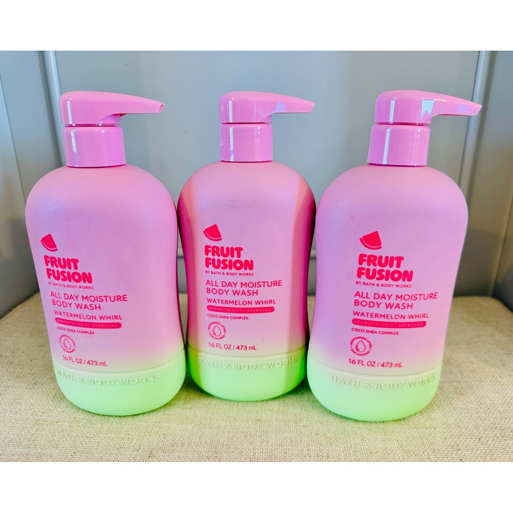 3 Bath & Body Works Fruit Fusion Watermelon Whirl Moisture Body Wash 16oz